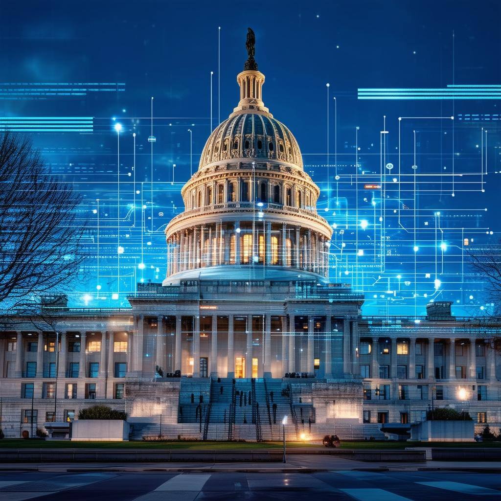 American Government Building with data feeds