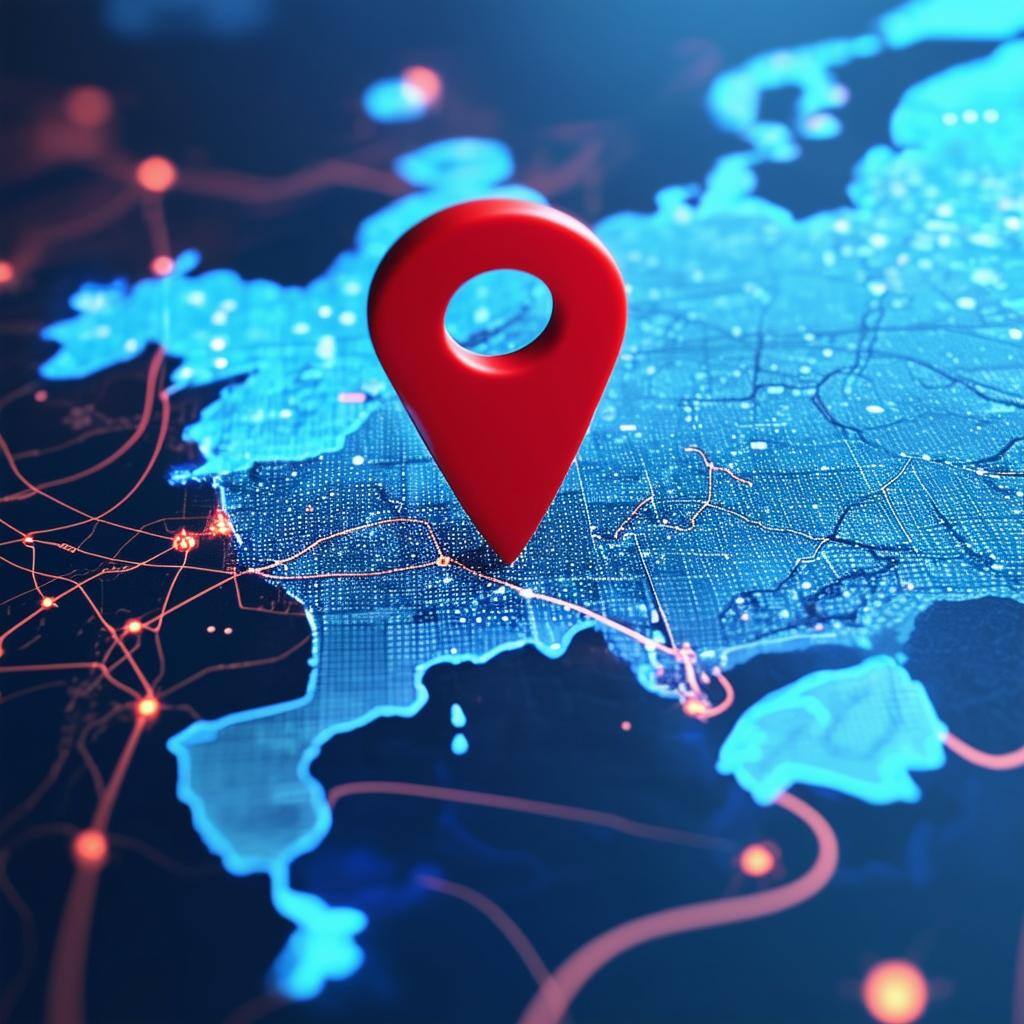 Digital map with map pin