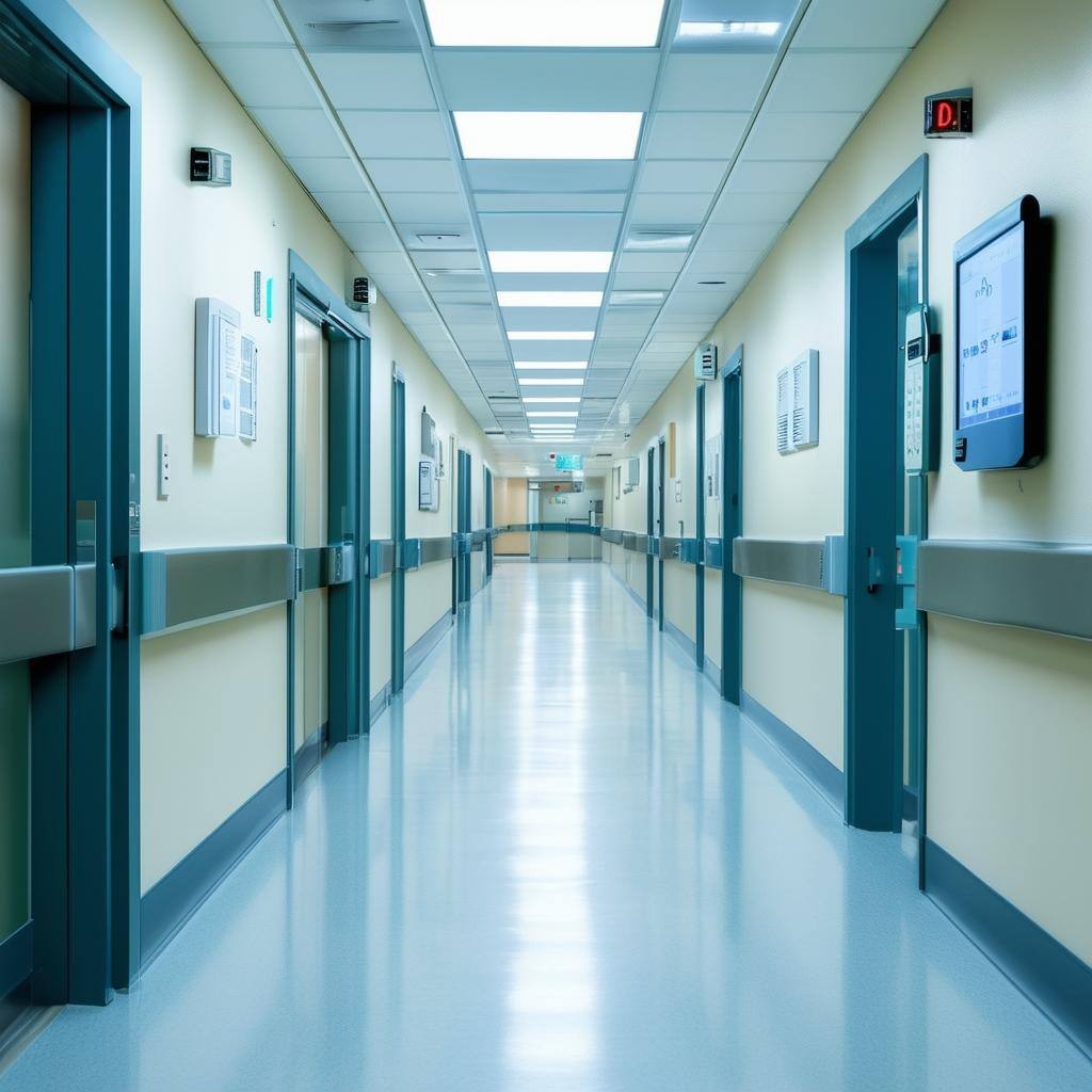 hospital hallway with CISCO access pont