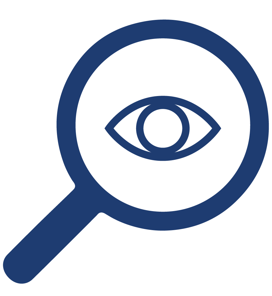 magnify glass, with eye in the middle icon