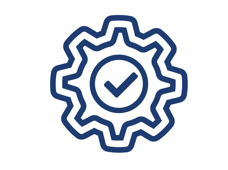 gear icon with check mark in the middle