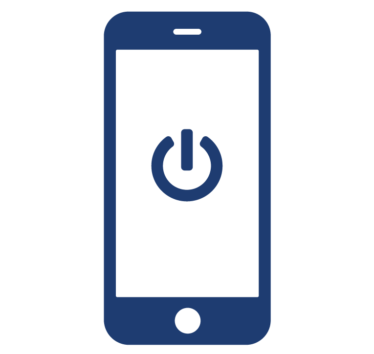 icon of phone with power symbol in the midddle