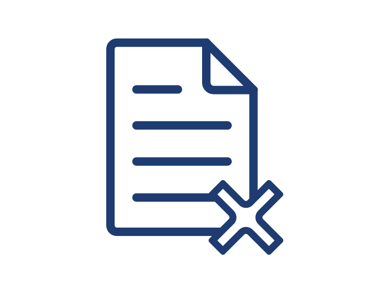 icon of paper with an x next to it