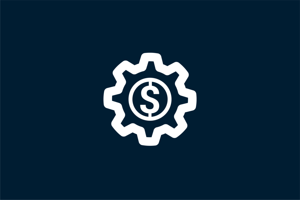 gear icon with money symbol in the middle