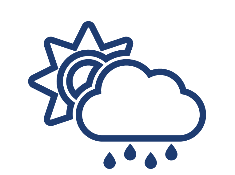 cloud with rain and sun behind it icon