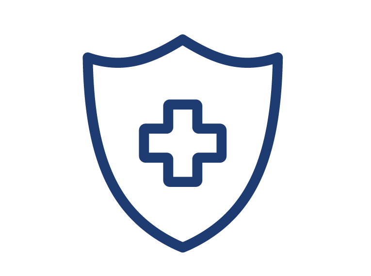 icon of badge with medical symbol in the middle