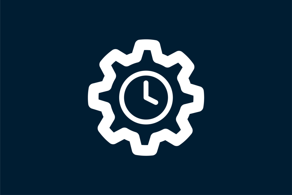 gear icon with clock in the middle