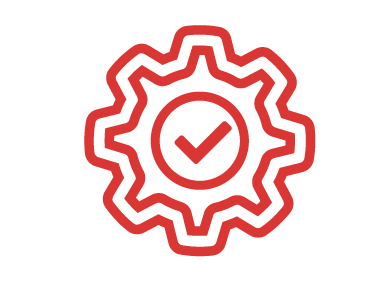 icon of gear with check mark inside it