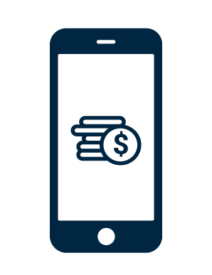 phone icon with money symbol in the middle.