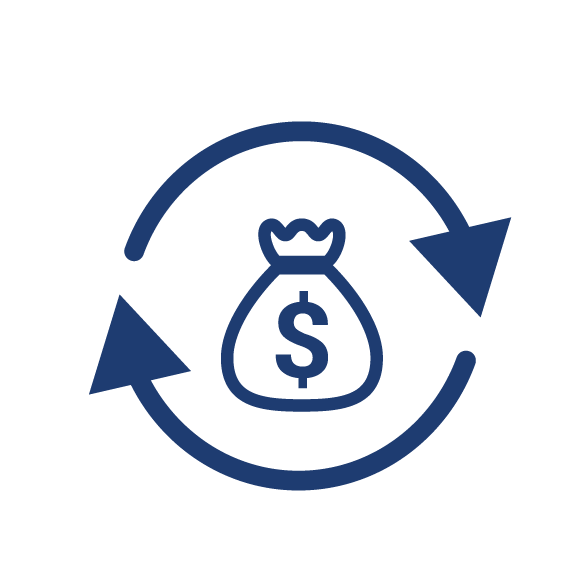 icon of money symbol with circular arrows going around it